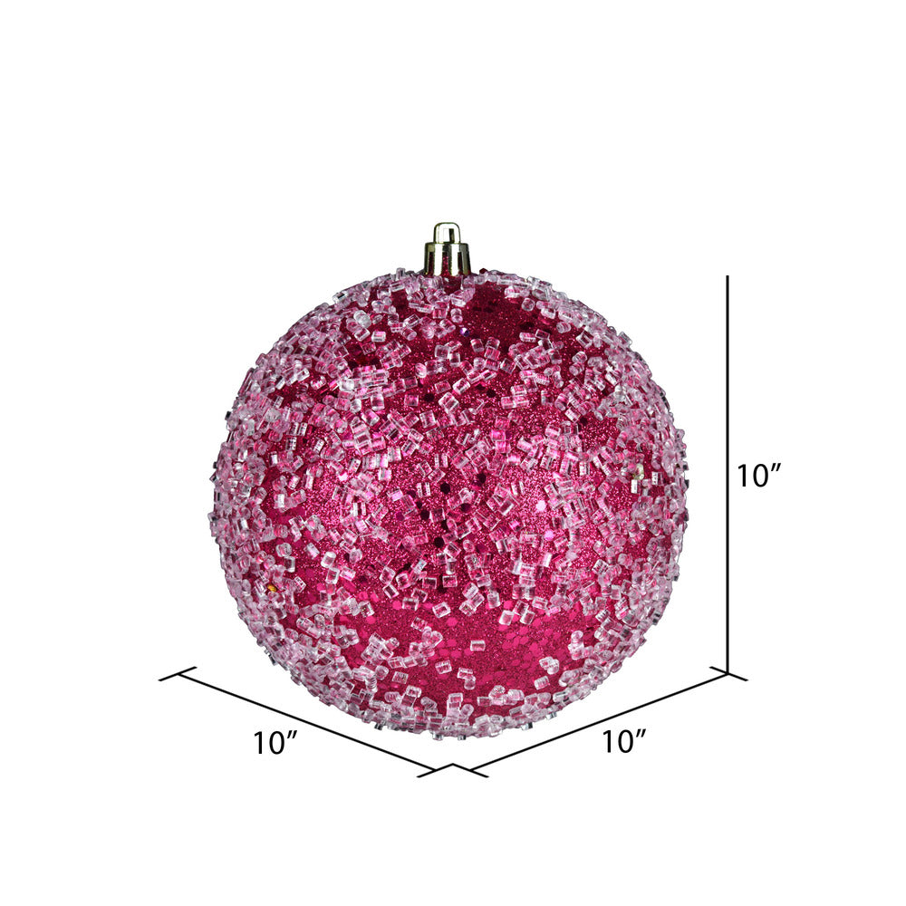 Vickerman 10" Fuchsia Glitter Hail Ball Ornament