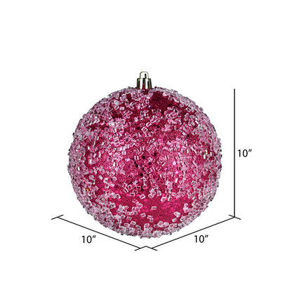 Vickerman 10" Fuchsia Glitter Hail Ball Ornament