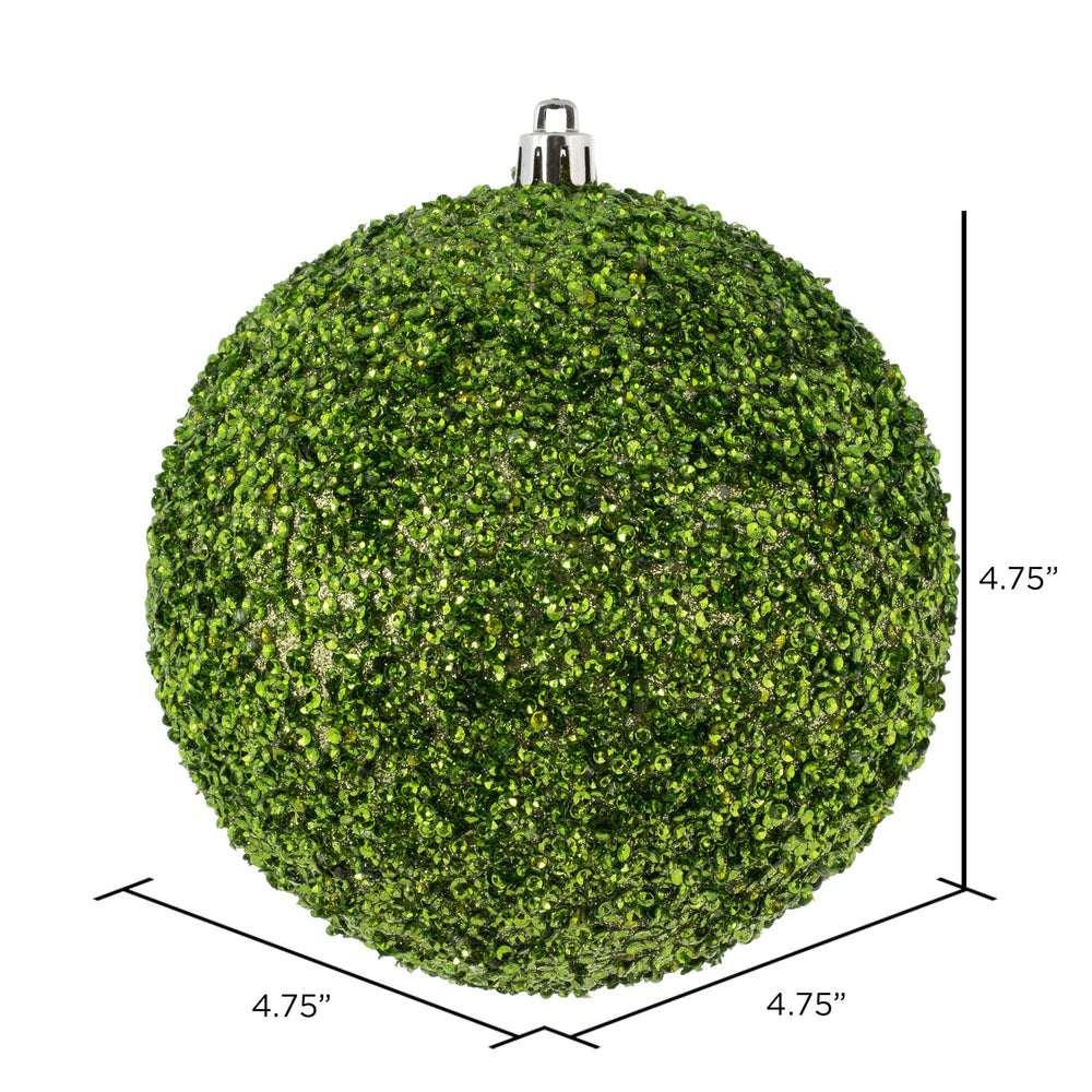 Vickerman 4.75" Celadon Beaded Ball Ornament 6 per Bag