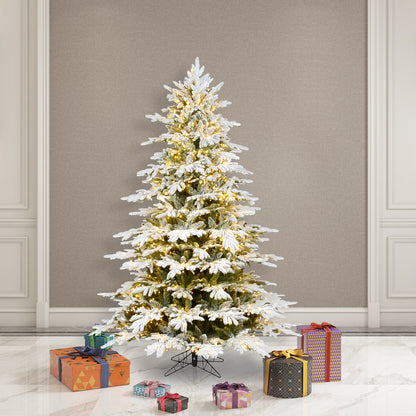 Vickerman 5.5' x 52" Flocked Kamas Fraser Tree Warm White Low Voltage 3MM LED Lights.