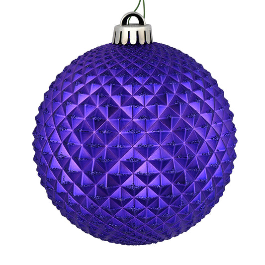 Vickerman 6" Purple Durian Glitter Ball Ornament 4 per Bag