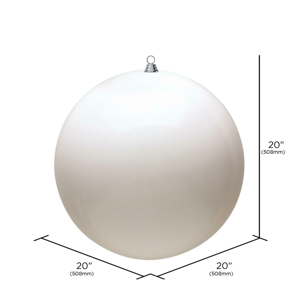 Vickerman 20" Giant White Christmas Ornament. Made with shatterproof plastic to resist breakage.