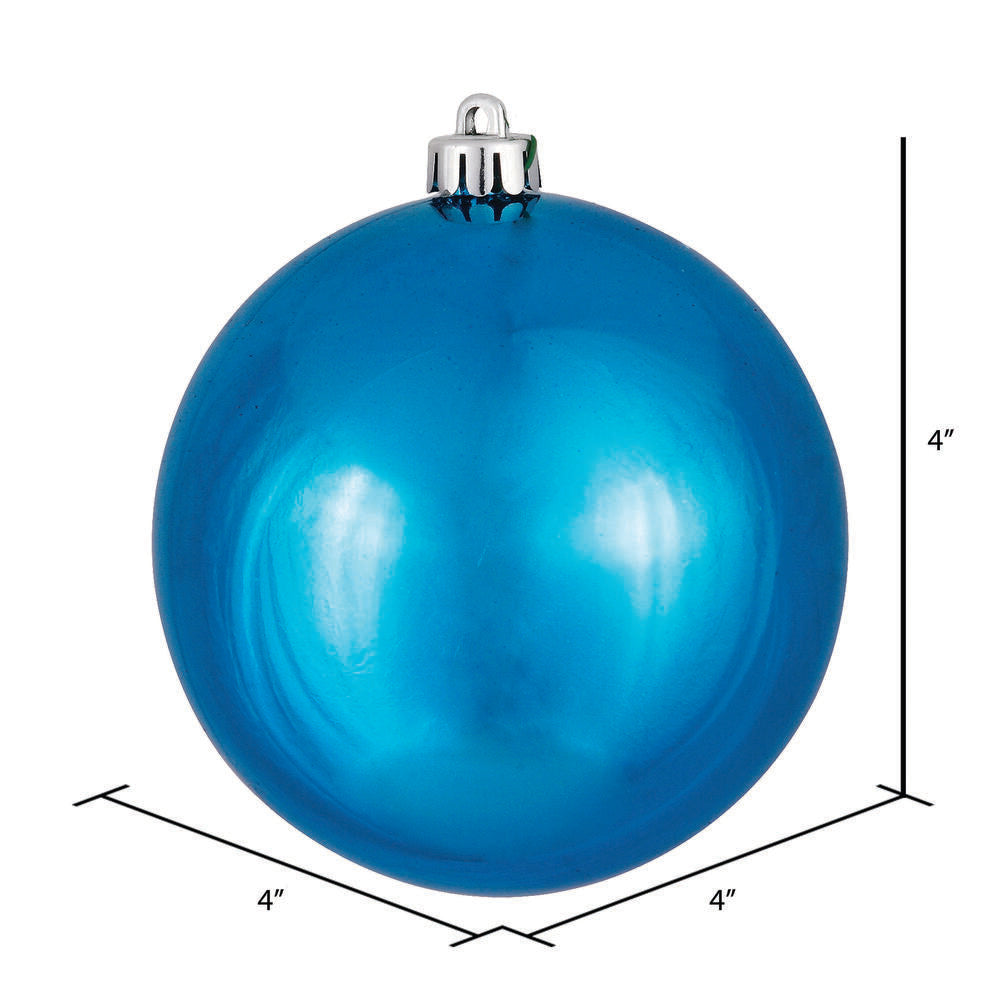 Vickerman 4" Turquoise Shiny Ball Ornament 6 per Bag