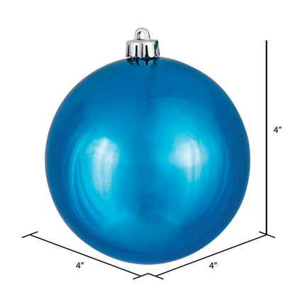 Vickerman 4" Turquoise Shiny Ball Ornament 6 per Bag