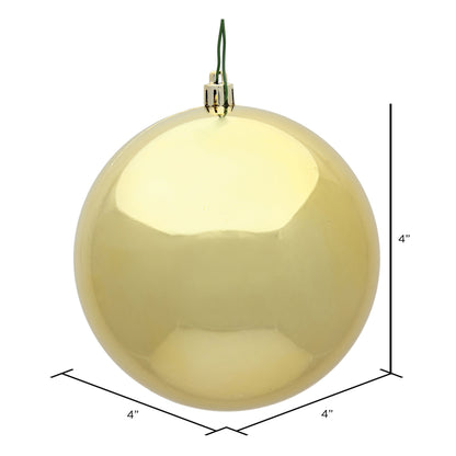 Vickerman 4" Gold Shiny Ball Ornament 6 per Bag