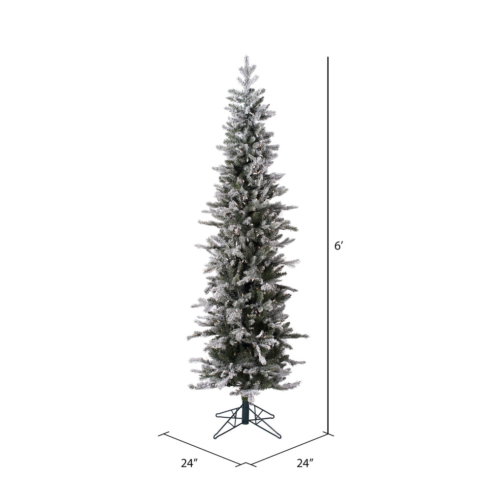 Vickerman 6' Frosted Glitter Tannenbaum Pine Artificial Christmas Tree Pure White LED Lights