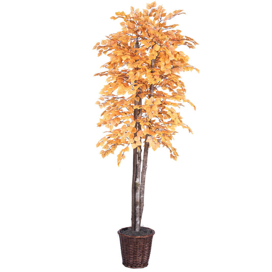 Vickerman 6' Artificial Golden Aspen Deluxe Tree Rattan Basket