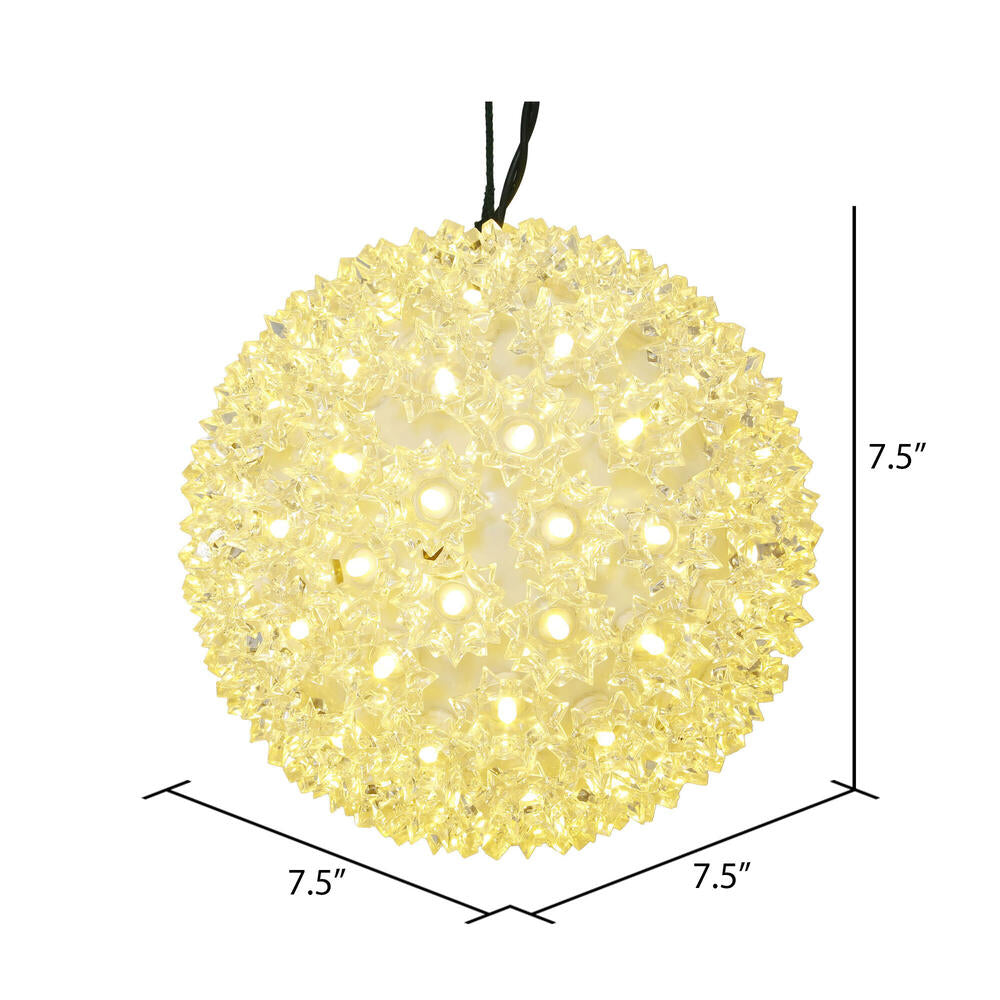 Vickerman 7.5" Starlight Sphere Christmas Ornament with 100 Warm White Wide Angle LED Lights