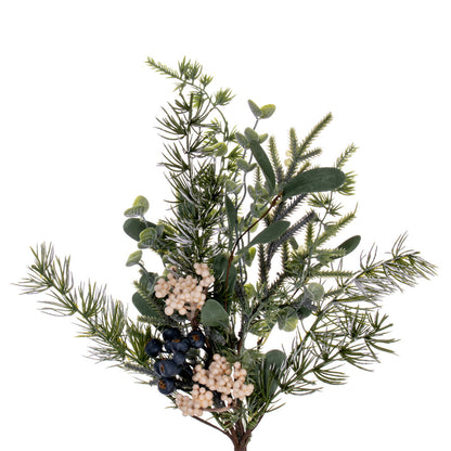 Vickerman 24" Green Artificial Pine Blueberry and White Berry Wreath.