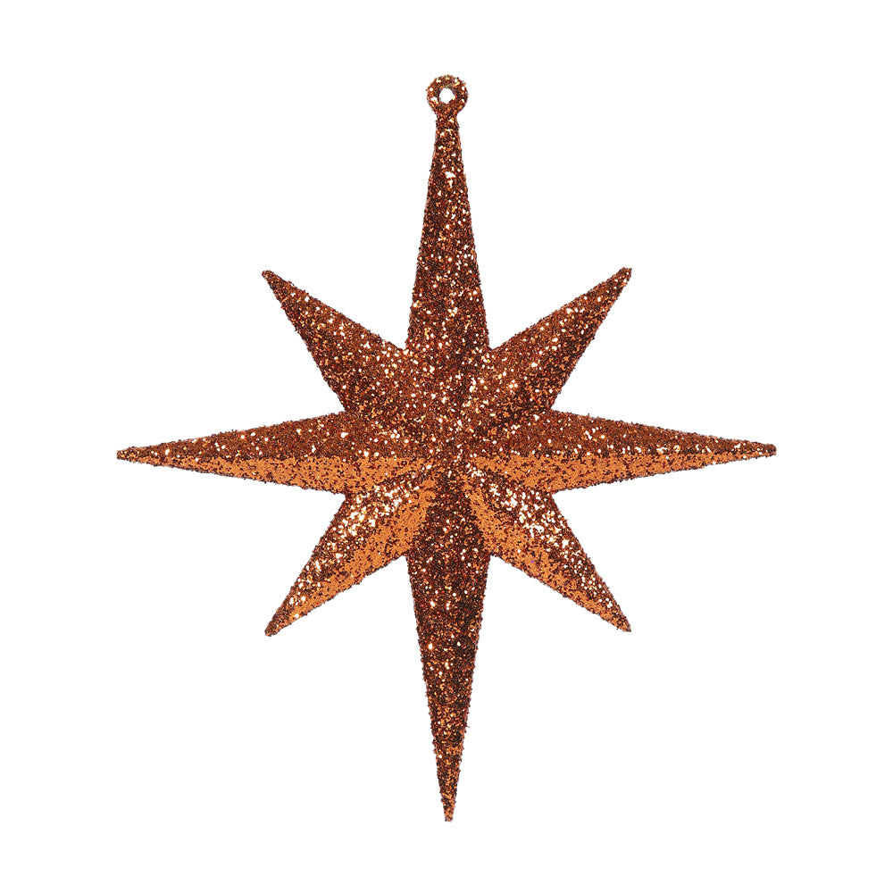 Vickerman 8" Burnished Orange Iridescent Glitter Bethlehem Star Christmas Ornament 4 per Box