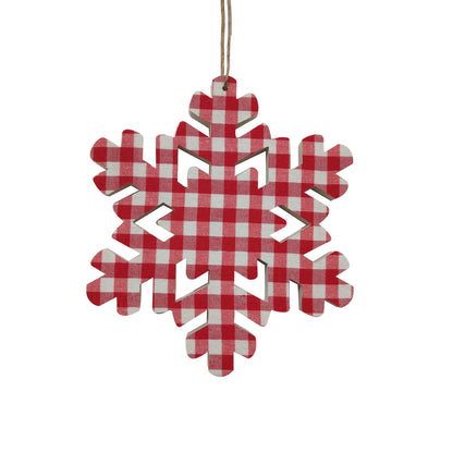 Vickerman 7" Red and White Plaid Snowflake Christmas Ornament 6 pieces per bag