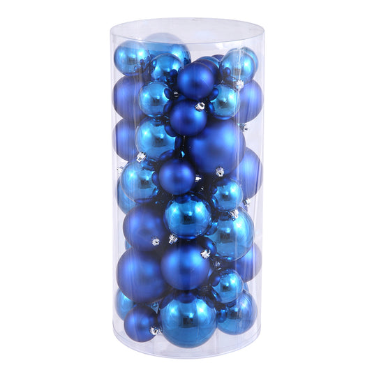 Vickerman 1.5"-2" Blue Shiny and Matte Ball Ornament 50 per Box