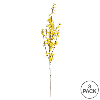 Vickerman 40'' Artificial Forsythia Flower Spray. Includes 3 sprays per pack.