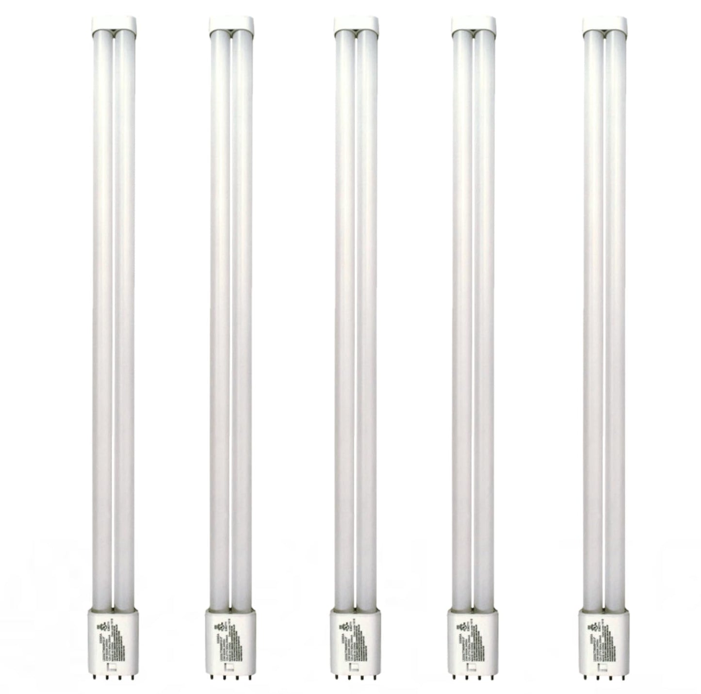 Damar- 22.5-Inch Twin Tube LTT LED Light Bulbs 4 Pin 2G11 Base 23W 2800 Lumens 5000K Bright White CRI82 120-277VAC Pack of 5- Long Linear Double Tube Replacement