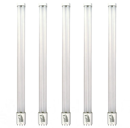 Damar- 22.5-Inch Twin Tube LTT LED Light Bulbs 4 Pin 2G11 Base 23W 2800 Lumens 5000K Bright White CRI82 120-277VAC Pack of 5- Long Linear Double Tube Replacement