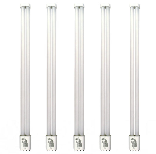 Damar- 22.5-Inch Twin Tube LTT LED Light Bulbs 4 Pin 2G11 Base 23W 2800 Lumens 5000K Bright White CRI82 120-277VAC Pack of 5- Long Linear Double Tube Replacement