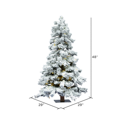 Vickerman 4' Flocked Spruce Artificial Christmas Tree Pure White Single Mold LED Lights