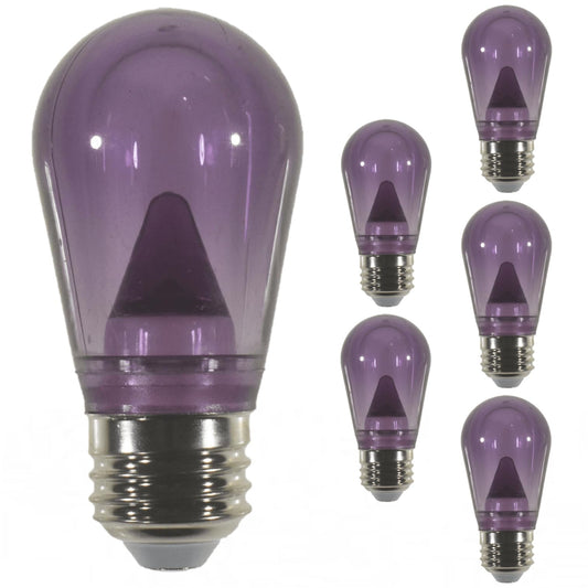 Damar- S14 Colored LED String Light Bulb Transparent Purple 0.55W-1.5W E26 Medium Base 100-130V Pack of 6-Shatterproof Waterproof Outdoor Indoor Replacement Bulb Home Decorations Christmas Halloween
