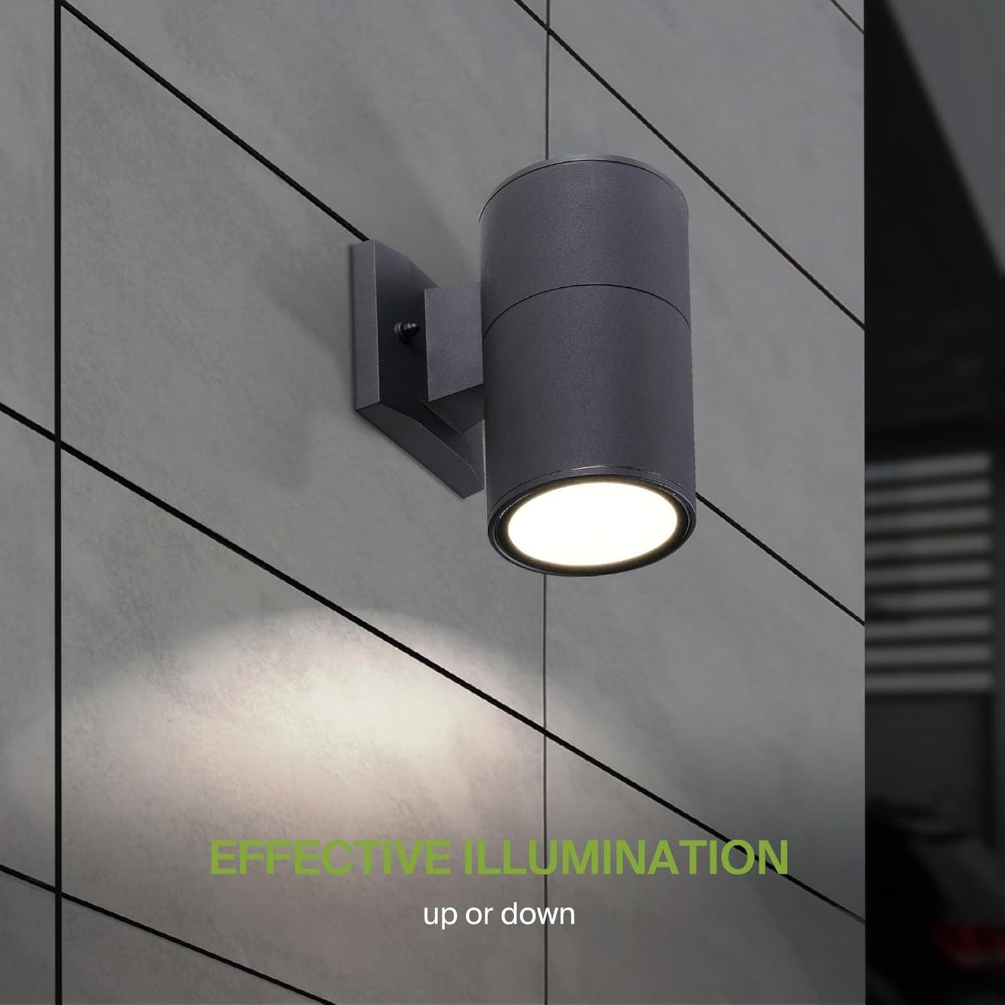 ASD Lighting LED Round Outdoor Wall Cylinder 9W 120V CCT Selectable 3000/4000/5000K with Photocell Black ETL 2pack