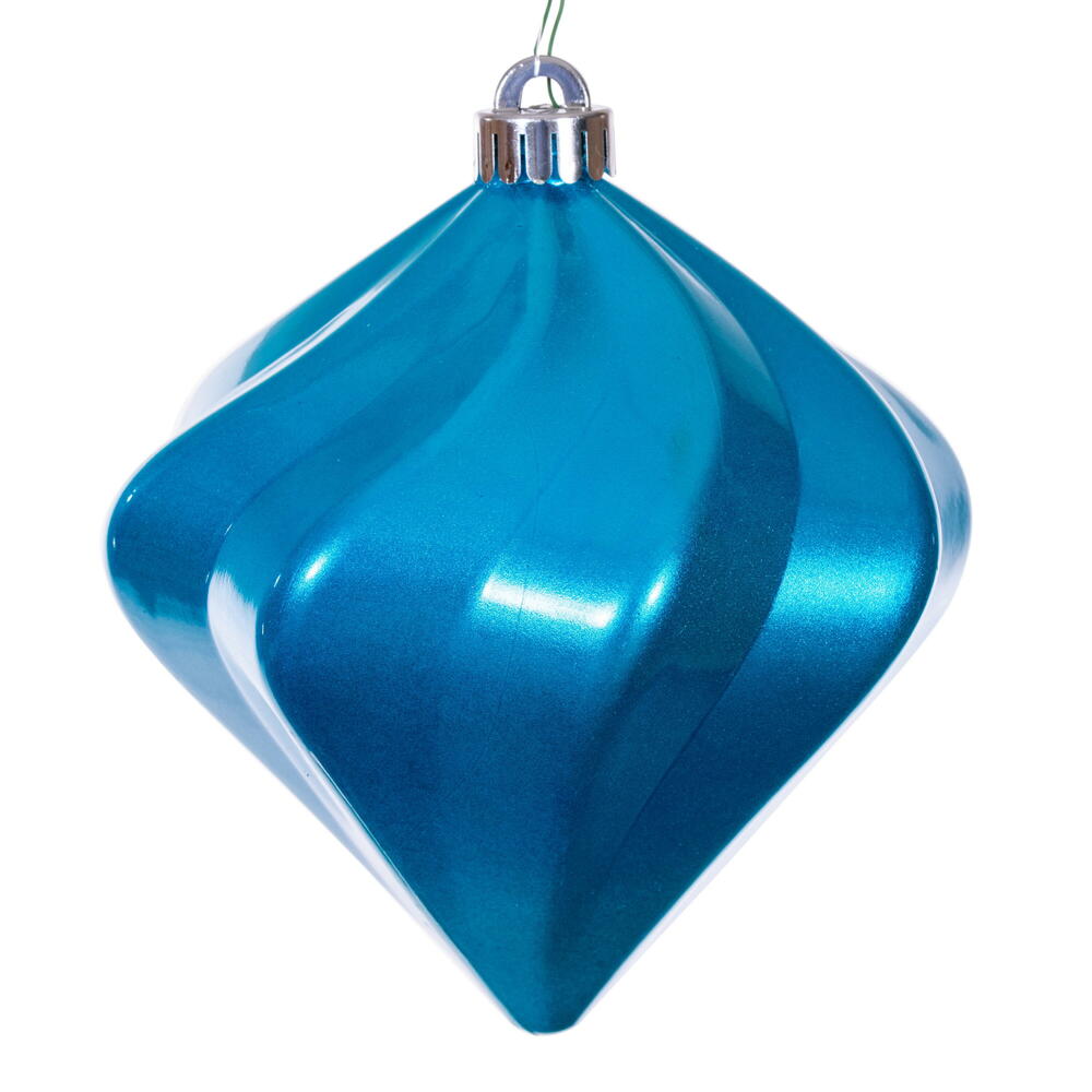 Vickerman 6" Turquoise Swirl Diamond UV Candy Christmas Ornament Set of 3