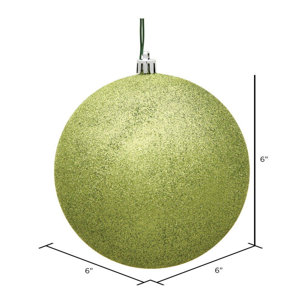 Vickerman 6" Lime Glitter Ball Ornament 4 per Bag