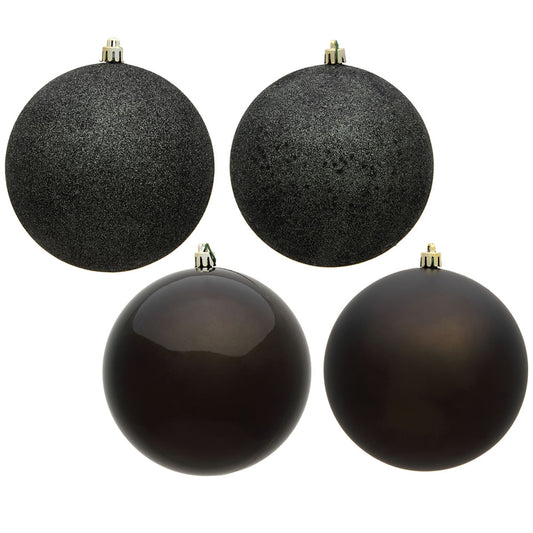 Vickerman 8" Gunmetal 4-Finish Ball Ornament Assortment 4 per Bag