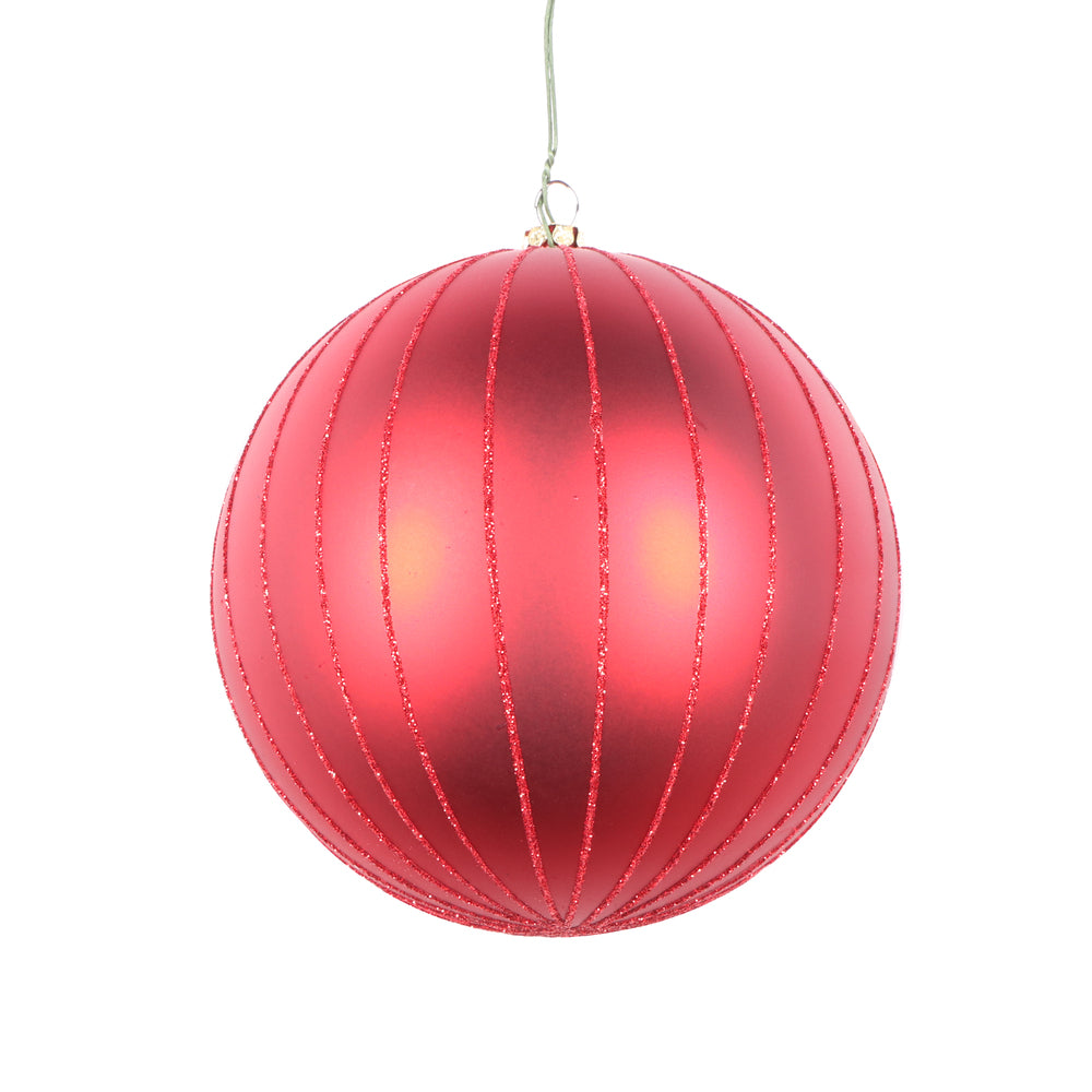 Vickerman 5" Red Matte Glitter Ball Christmas Ornament 4 pieces per bag