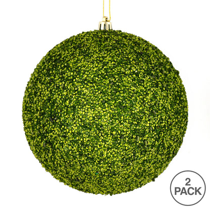 Vickerman 8" Lime Beaded Ball Ornament 2 per Bag
