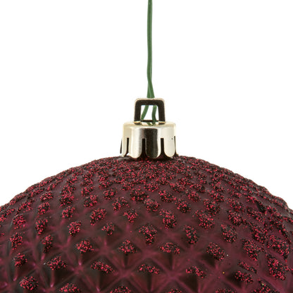 Vickerman 4" Wine Durian Glitter Ball Ornament 6 per Bag