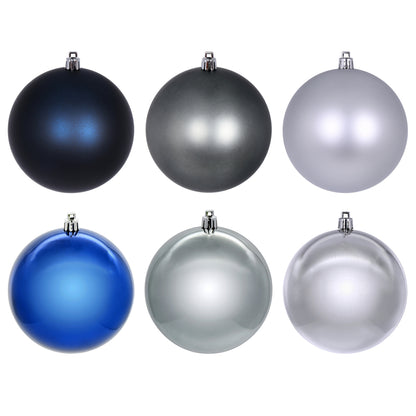 Vickerman 4" Midnight Blue and Pewter and Silver Ornament Assortment 18 per box.