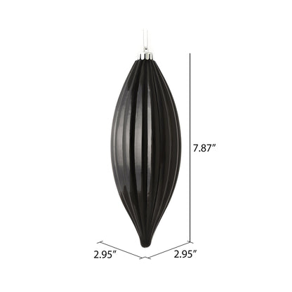 Vickerman 8" Black Shiny Line Finial Ornament Pack of 4