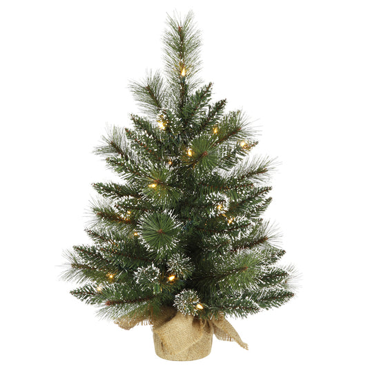 Vickerman 2' Snow Tipped Mixed Pine Artificial Christmas Tree Clear Dura-lit Lights