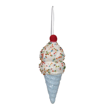 Vickerman 5.75" Light Blue Ice Cream Cone Ornament 3 per bag.