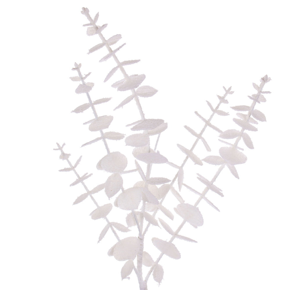 Vickerman 6' White Artificial Eucalyptus Snowy Garland.