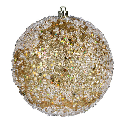 Vickerman 4.75" Gold Glitter Hail Ball Ornament 4 per Bag