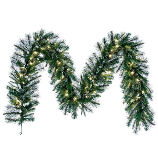 Vickerman 9' Cashmere Artificial Christmas Garland with 2 Sets of 50 Warm White Dura-lit LED Lights