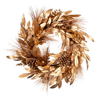 Vickerman 24" Artificial Gold Pinecone Needle Berry Christmas Wreath Unlit
