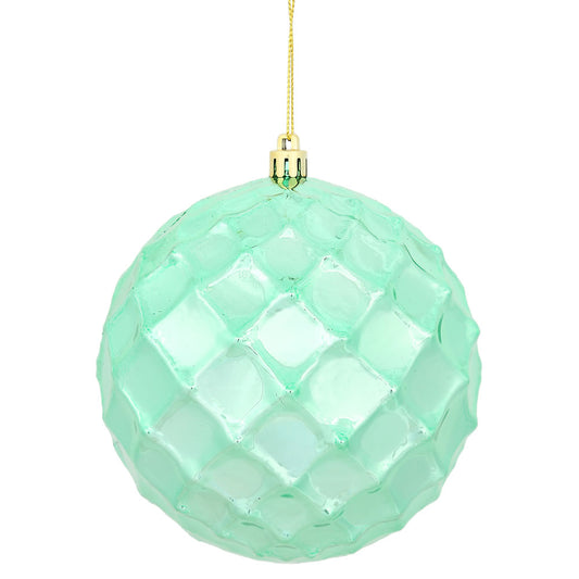 Vickerman 4.75" Seafoam Shiny Diamond Bauble Ornament 4 per Bag