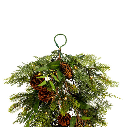 Vickerman 30" Cedar Pine Cone Twig Artificial Christmas Teardrop Battery Operated Warm White Lights