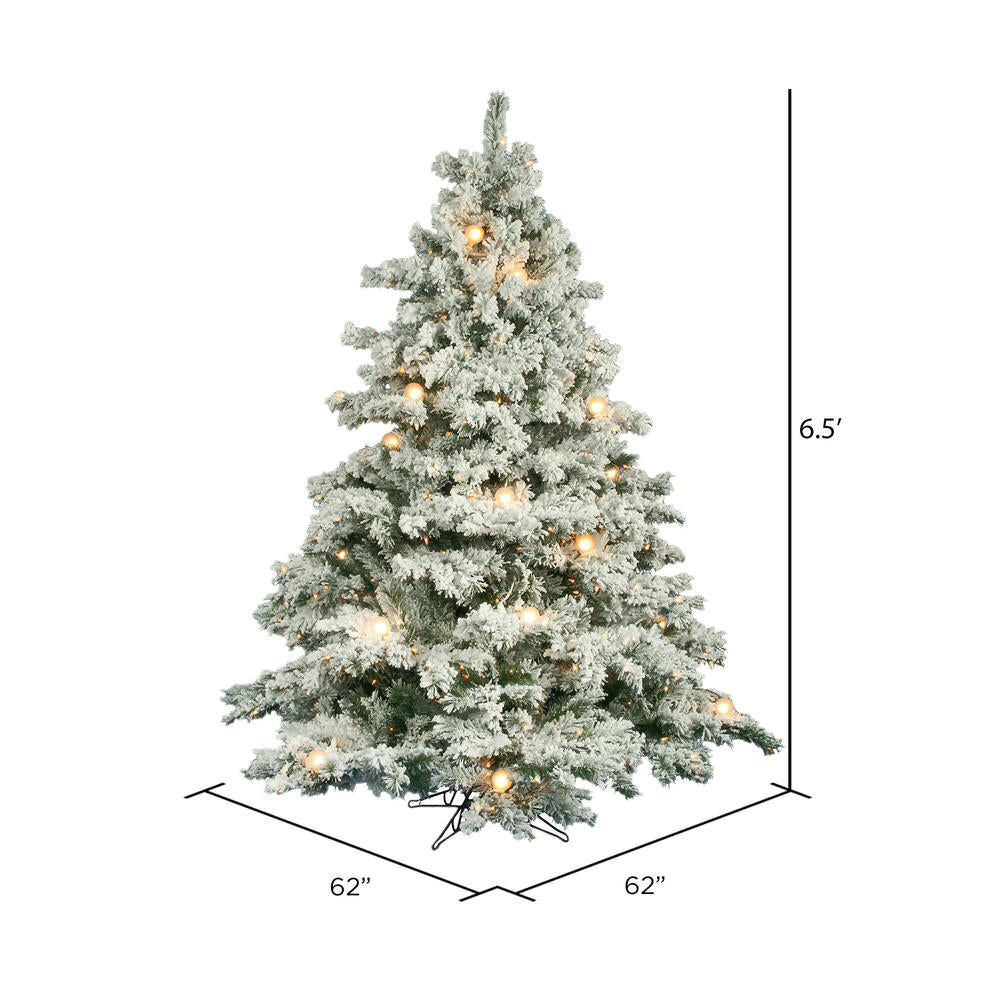 Vickerman 6.5' Flocked Alaskan Pine Artificial Christmas Tree Clear Dura-Lit lights
