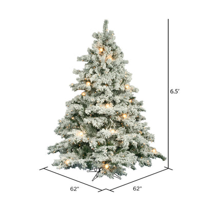 Vickerman 6.5' Flocked Alaskan Pine Artificial Christmas Tree Clear Dura-Lit lights