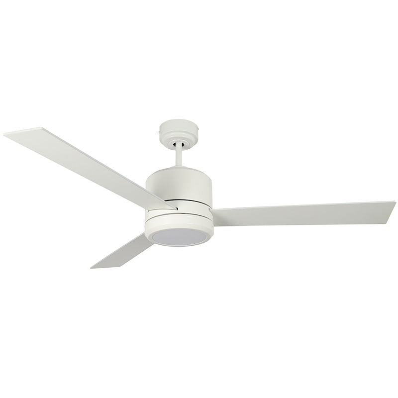 Westgate 52In 3-Blade Ceiling Fan And Light 30K 19W Integ. LED Wall Switch White And White Blades, Commercial Indoor Lighting, 19W, 1600 Lumens, 3000K, White And White Blades Finish