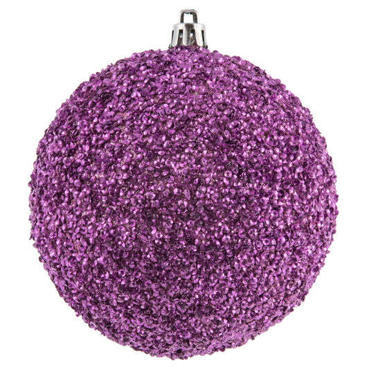 Vickerman 4" Pink Beaded Ball Ornament 6 per Bag