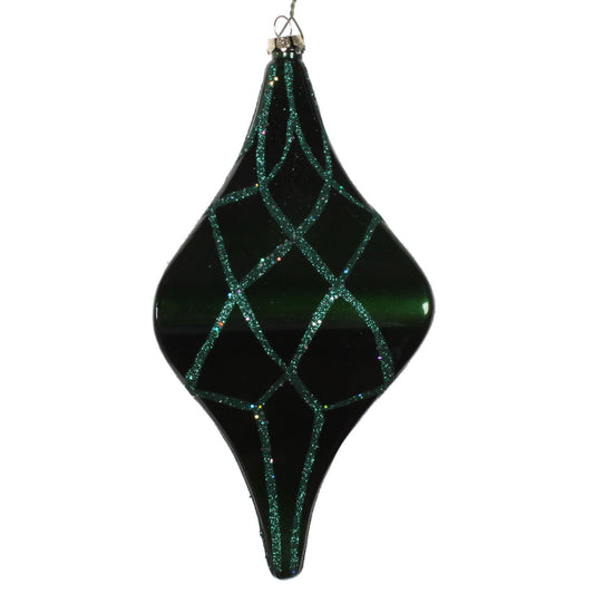 Vickerman 8" Emerald Candy Glitter Net Drop Christmas Ornament