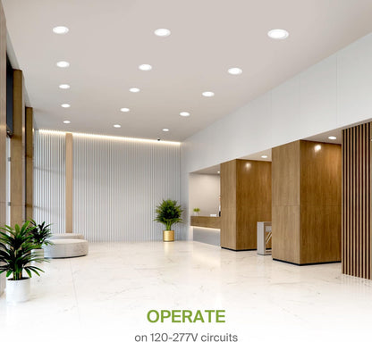 ASD Lighting LED Recessed Mini Panel Round 6inch 15W 120-277V 0-10V Dimmable 2700/3000/3500/4000/5000K with Baffle Trim White ETL Energy Star