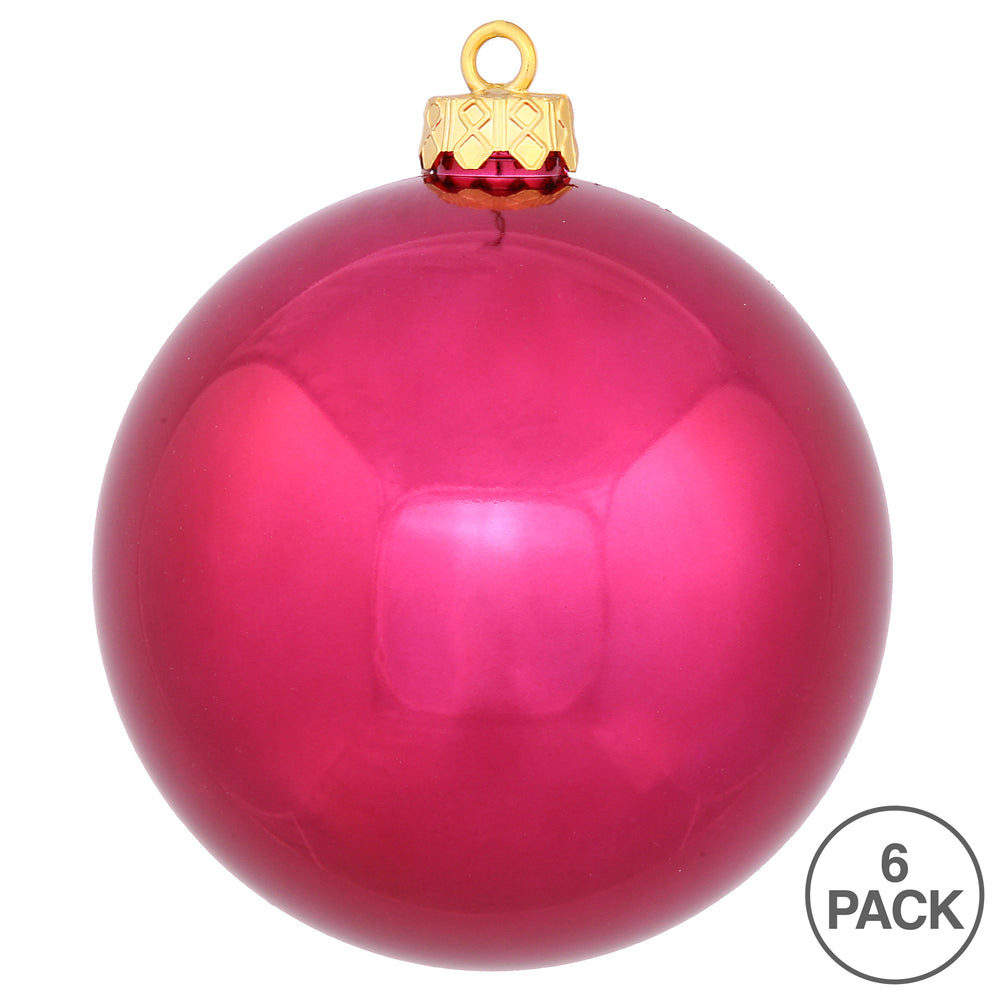 Vickerman 4" Wine Shiny Ball Ornament 6 per Bag