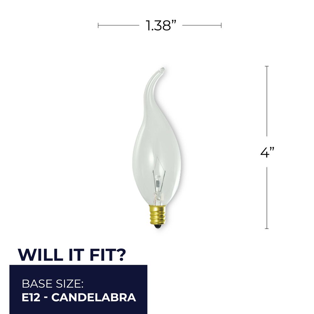 BULBRITE INCANDESCENT CA11 CANDELABRA SCREW (E12) 25W DIMMABLE LIGHT BULB 2700K/WARM WHITE 14PK (414025)