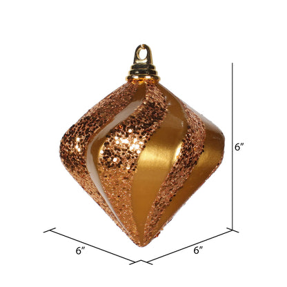 Vickerman 6" Antique Gold Candy Glitt Swirl Diamond Christmas Ornament