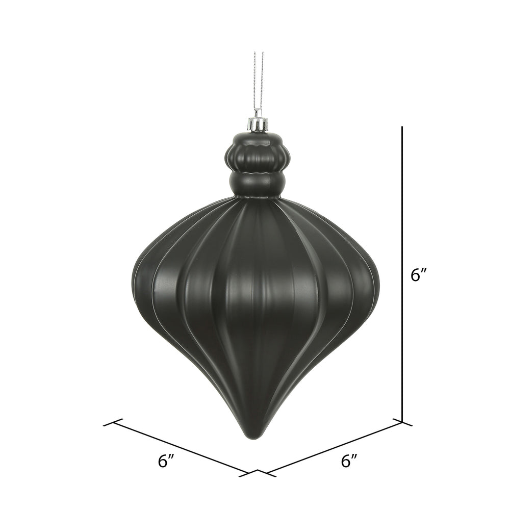 Vickerman 6" Black Matte Onion Drop Christmas Ornament 4 per Bag