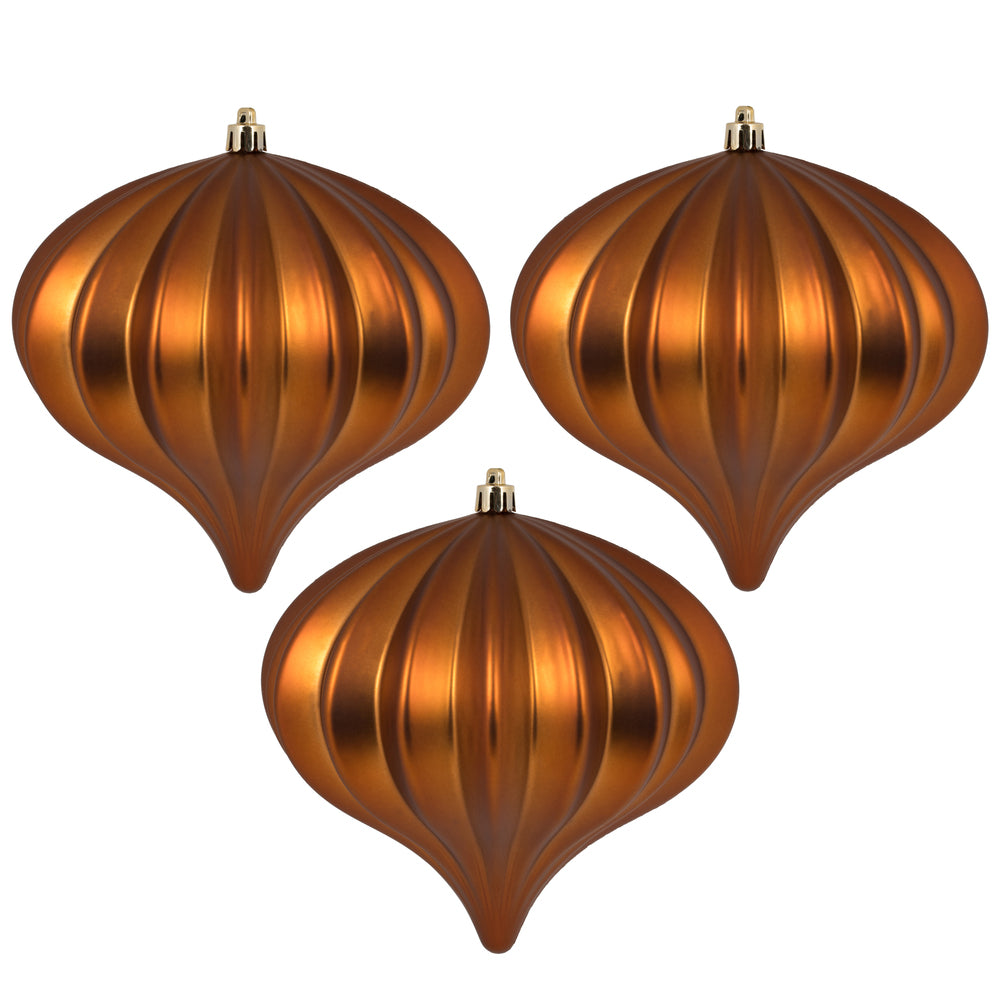 Vickerman 5.7" Copper Matte Onion Christmas Ornament UV treated Set of 3